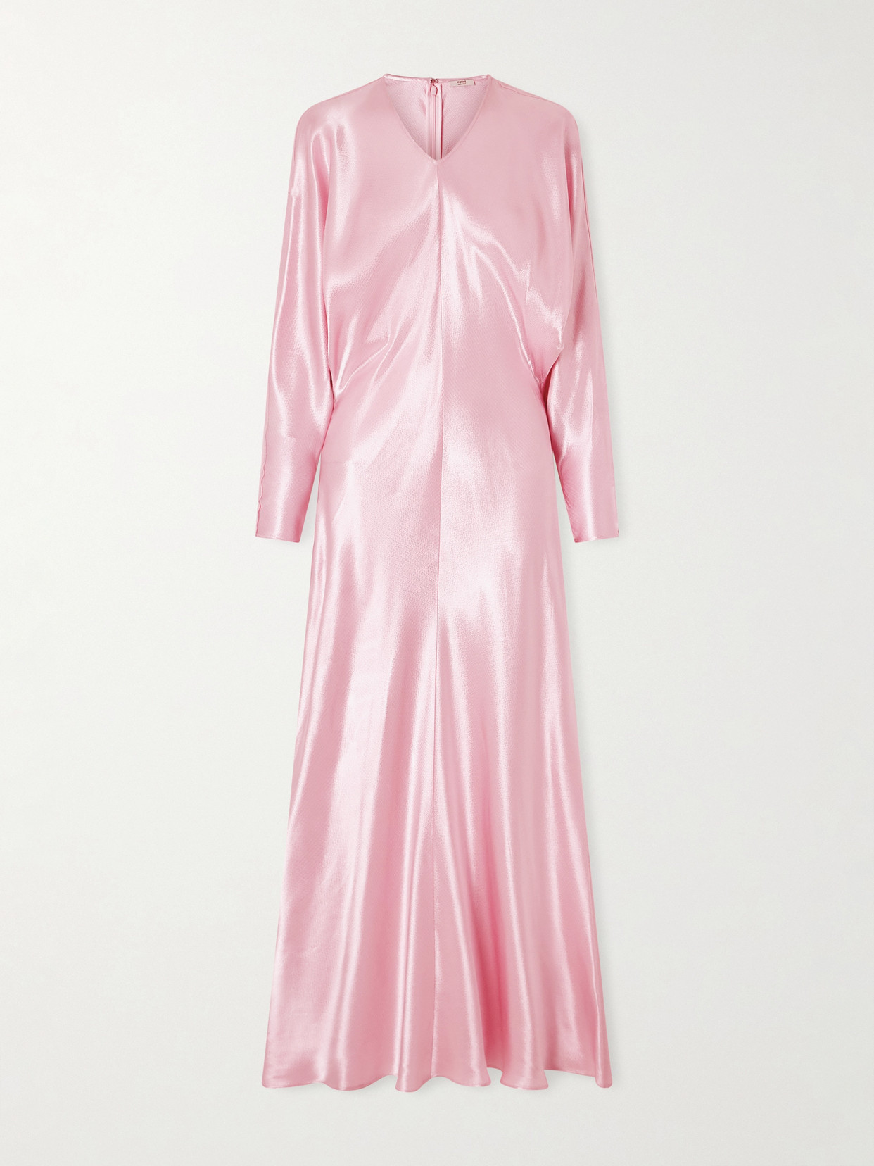 Fforme Naomie Draped Hammered-satin Maxi Dress In Pink