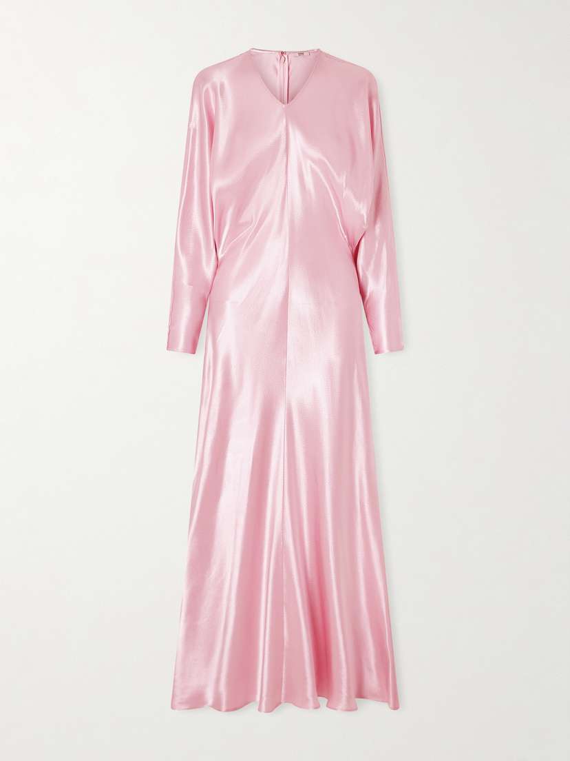 Naomie Draped Hammered-satin Maxi Dress