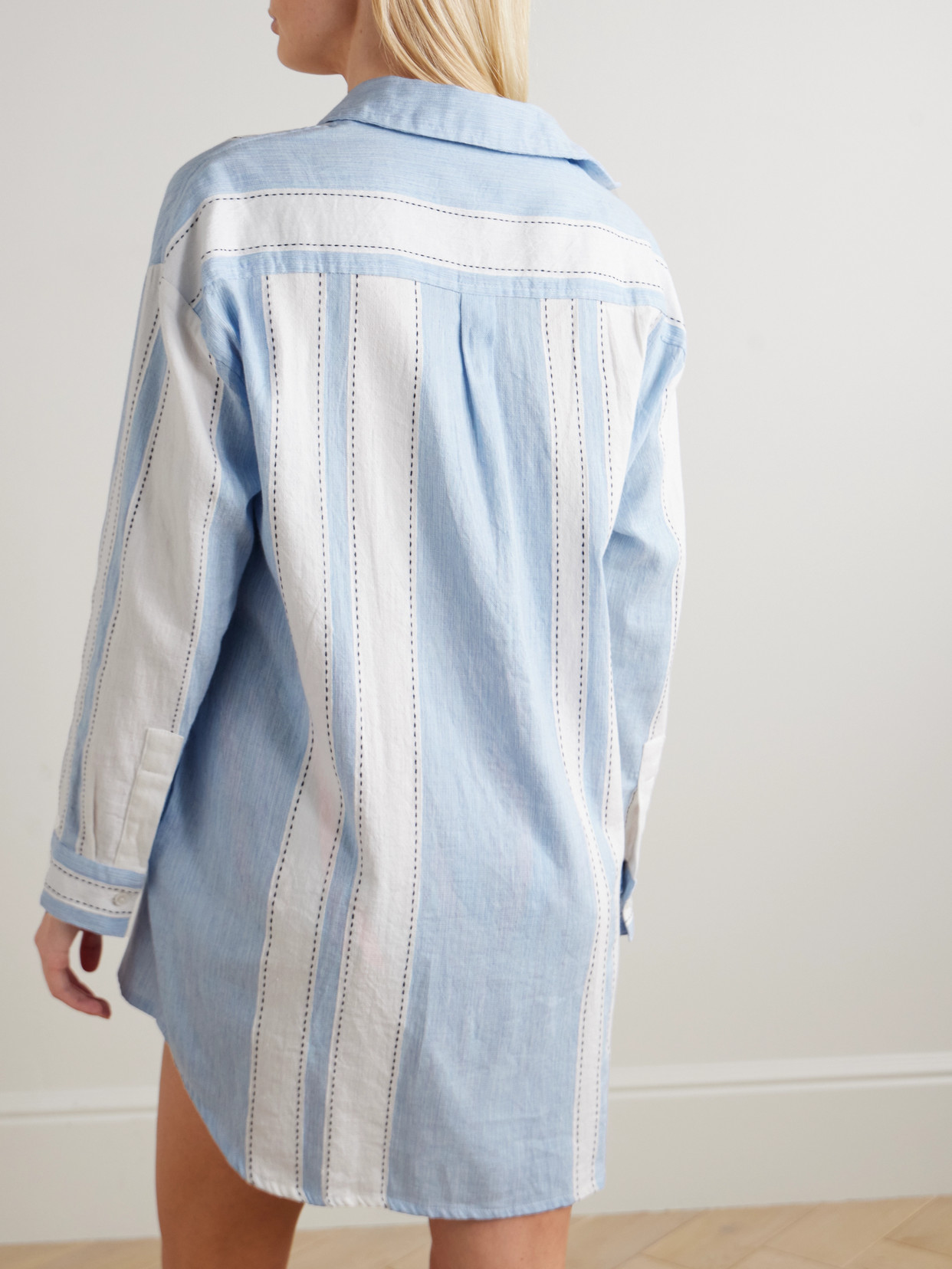 Lemlem Mariam Striped Cotton-blend Shirt In Blue