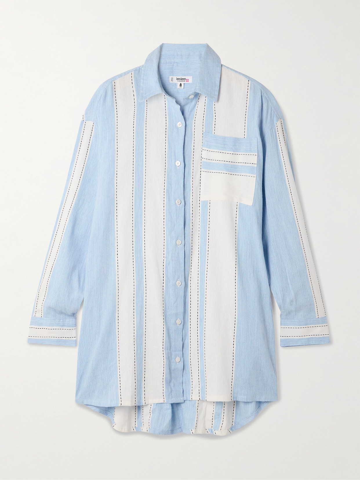 Lemlem Mariam Striped Cotton-blend Shirt In Blue