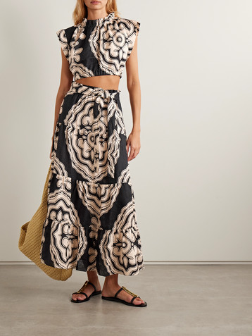Lemlem Muna cropped printed linen top
