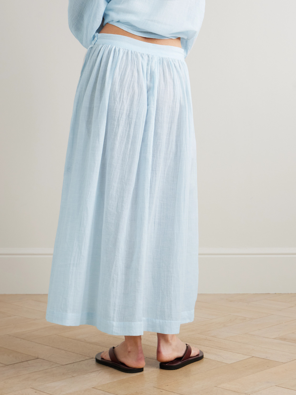 Lemlem Freye Cotton Midi Skirt In Blue