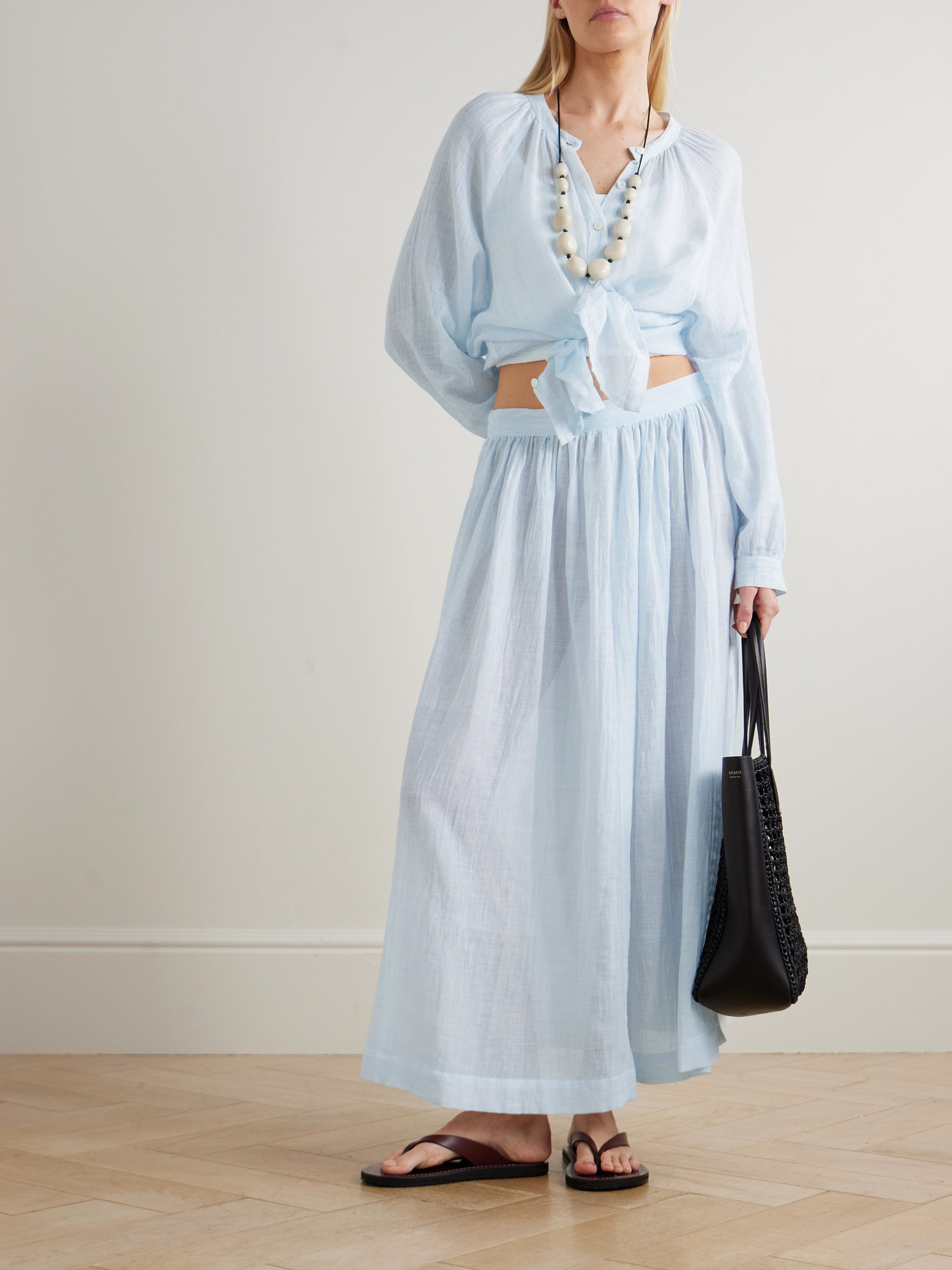 Lemlem Freye Cotton Midi Skirt In Blue