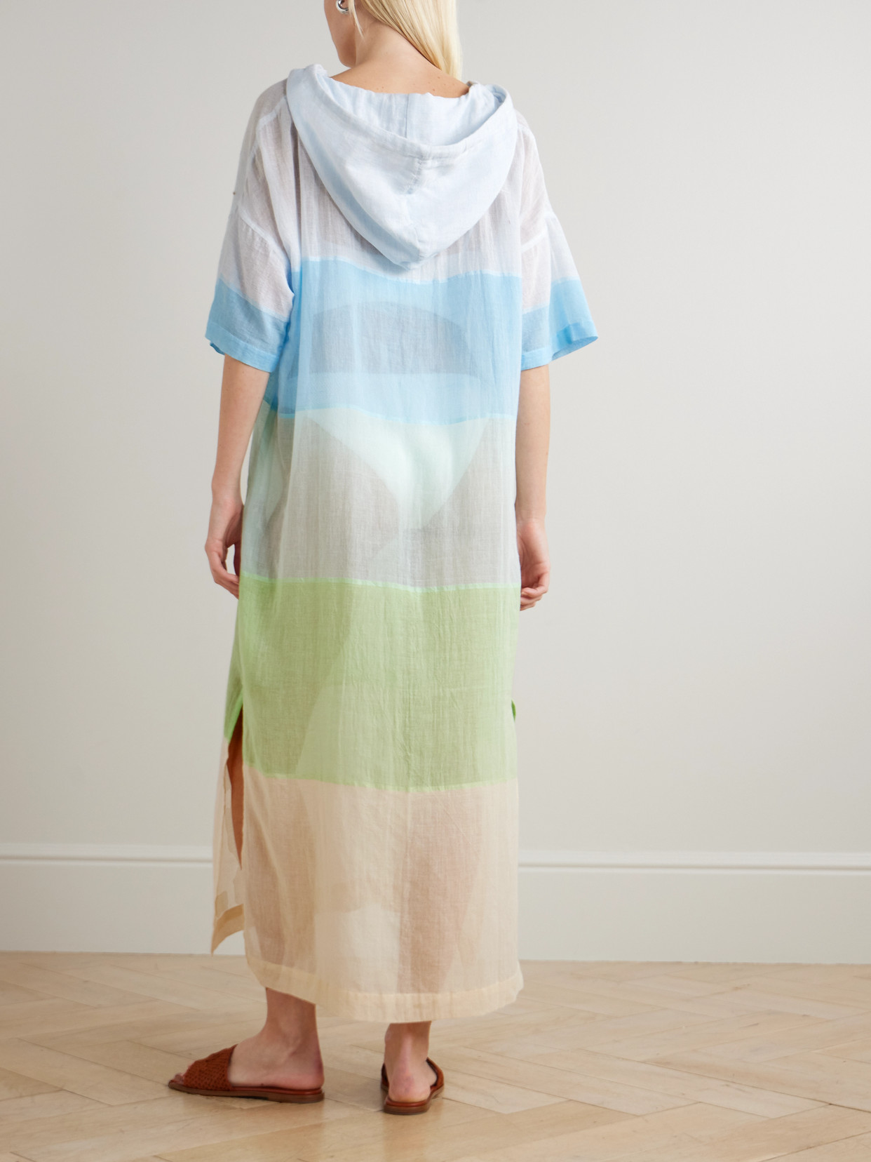 Lemlem Beritu Hooded Striped Cotton-blend Dress In Multi