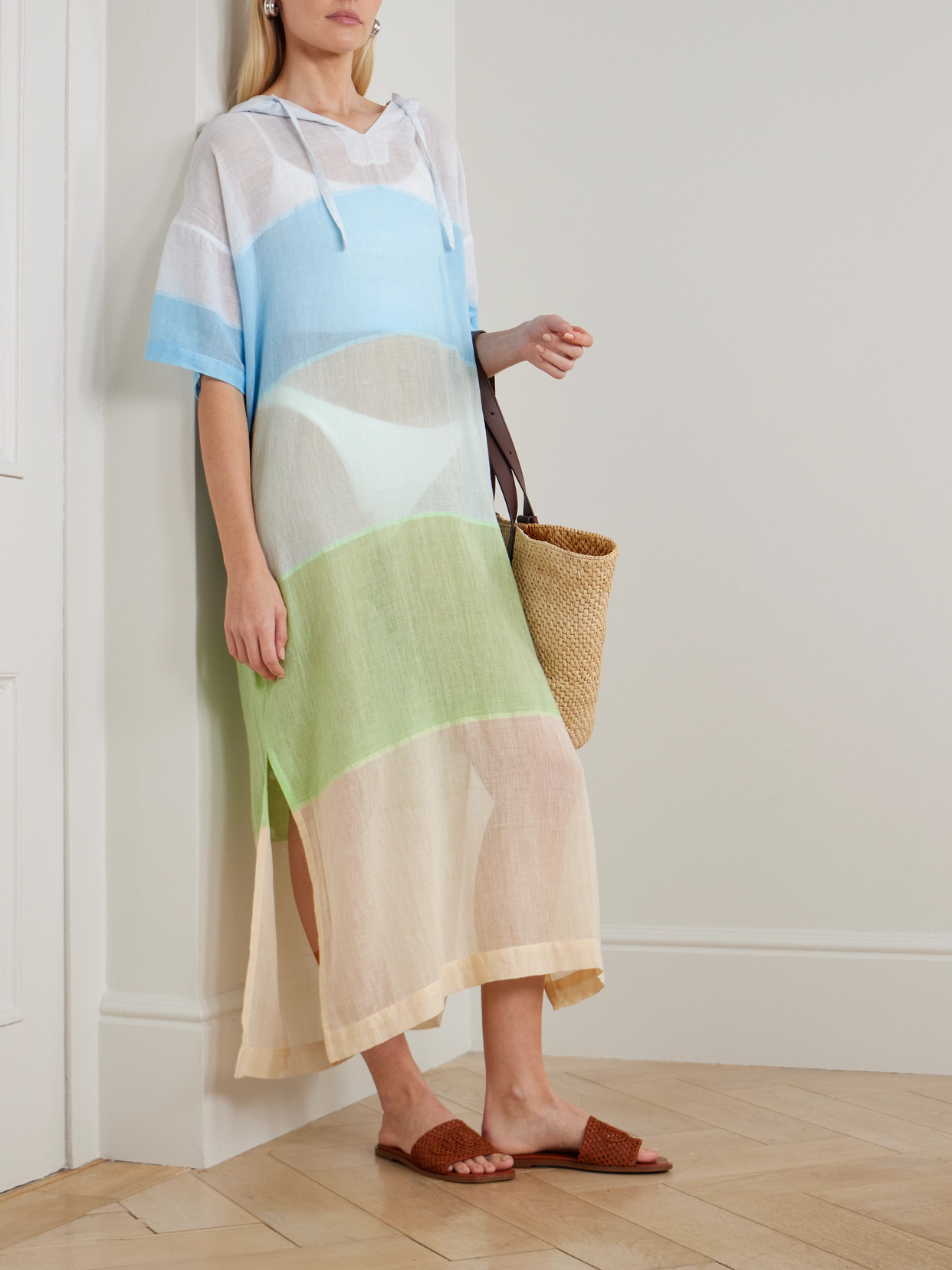 Lemlem Beritu Hooded Striped Cotton-blend Dress In Multi