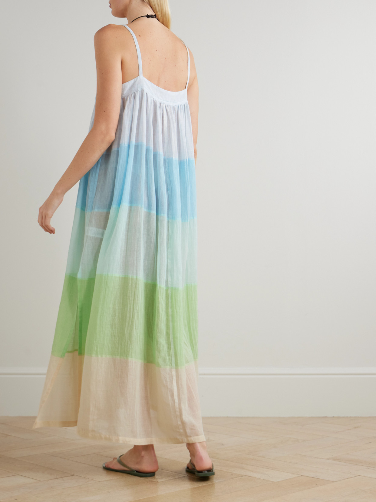 Lemlem Eda Striped Cotton-gauze Midi Dress In Multi