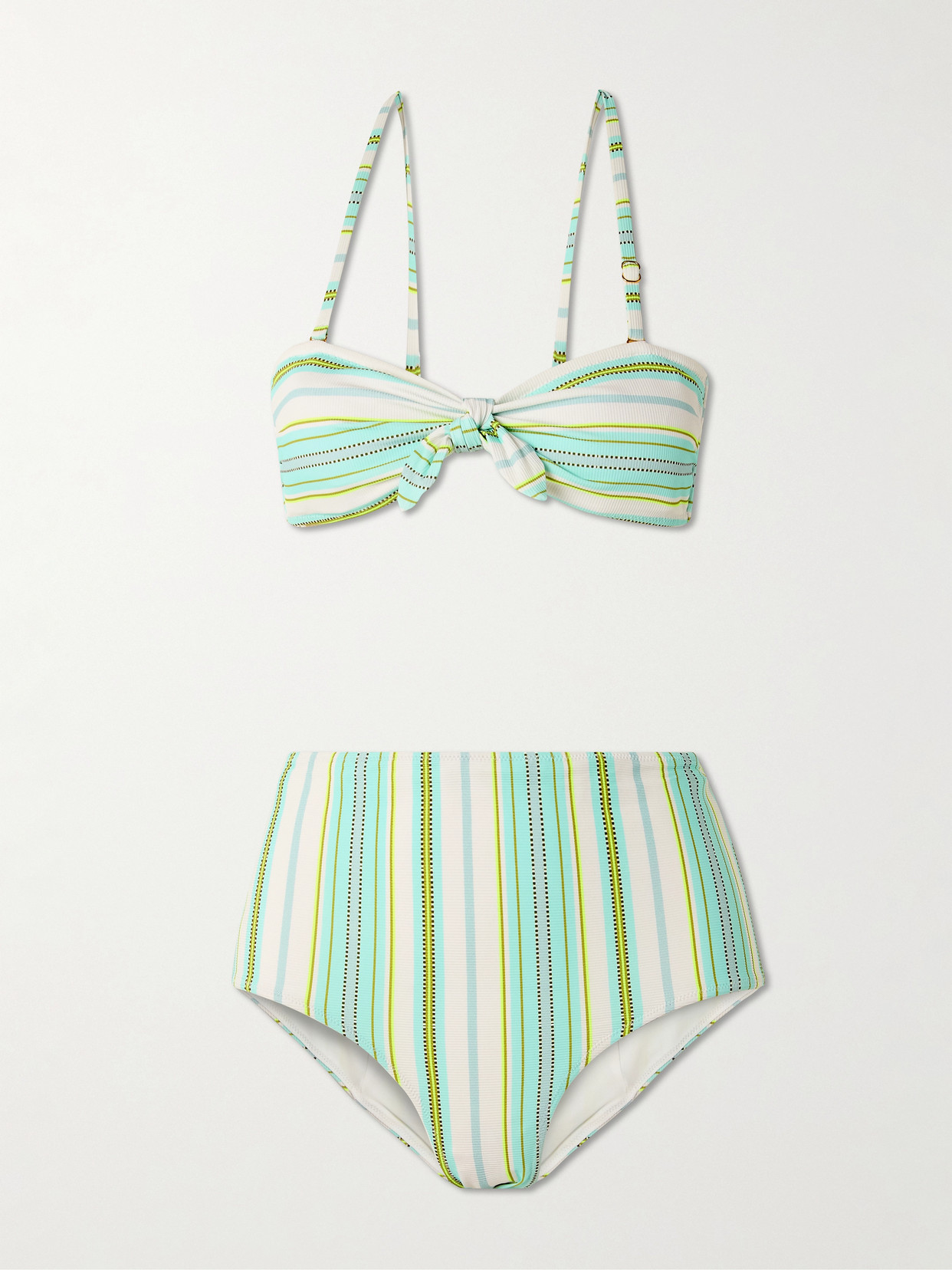 Lemlem Ava + Elsi Printed Ribbed Recycled Bikini In Green