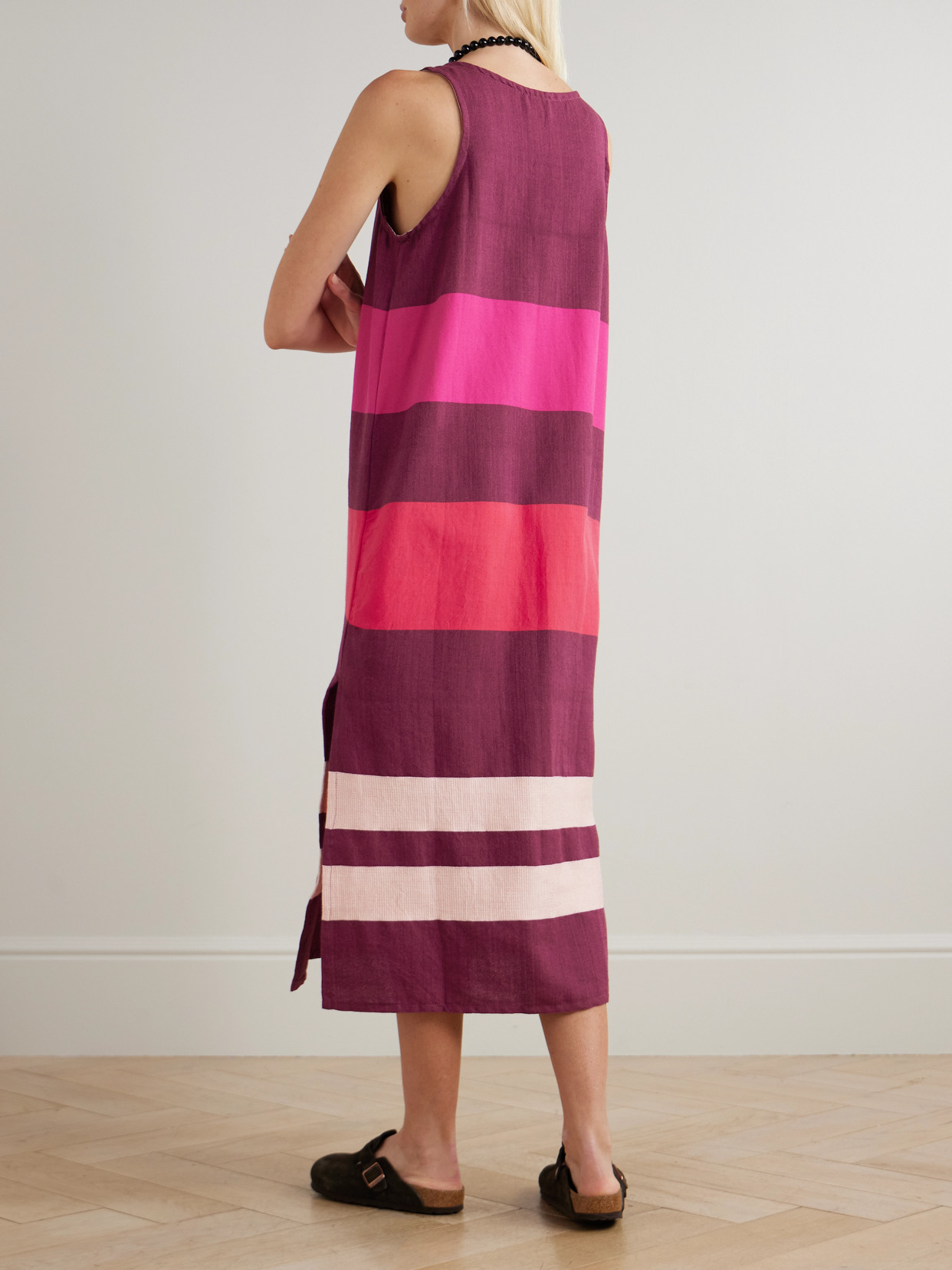 Lemlem Lilian Striped Cotton Midi Dress In Animal Print