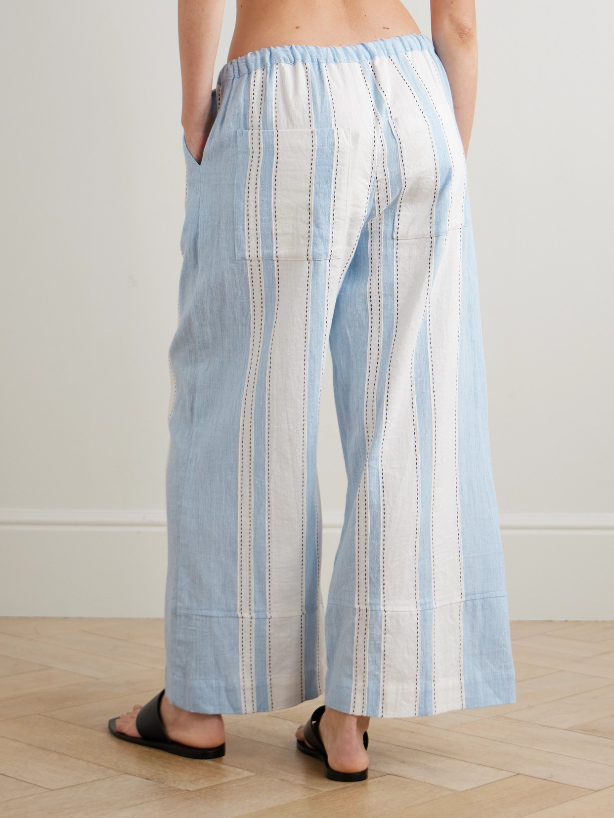 Lemlem Desta Striped Cotton-blend Wide-leg Pants In Blue