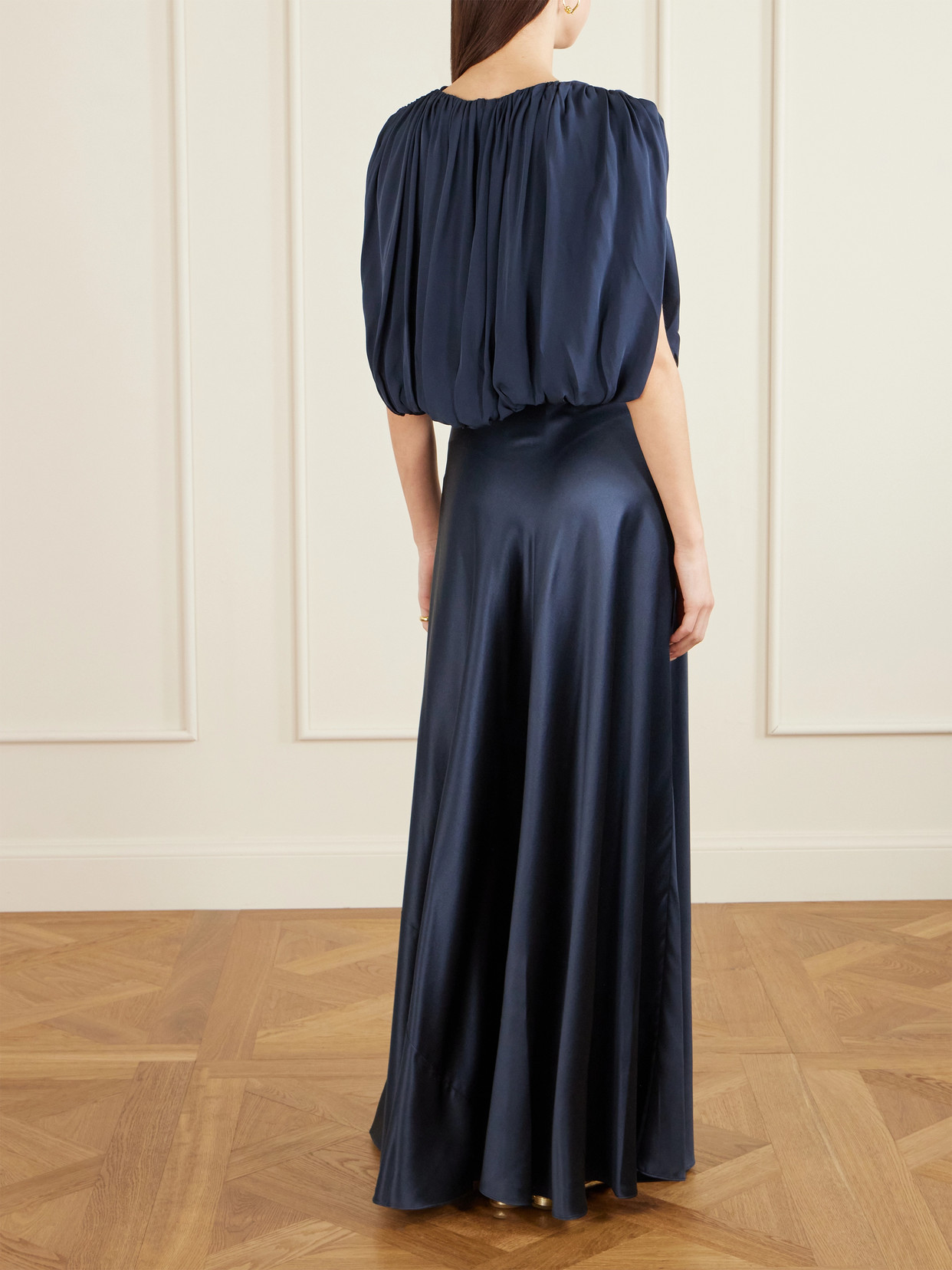 Heirlome Antonia Silk-satin Maxi Skirt In Blue