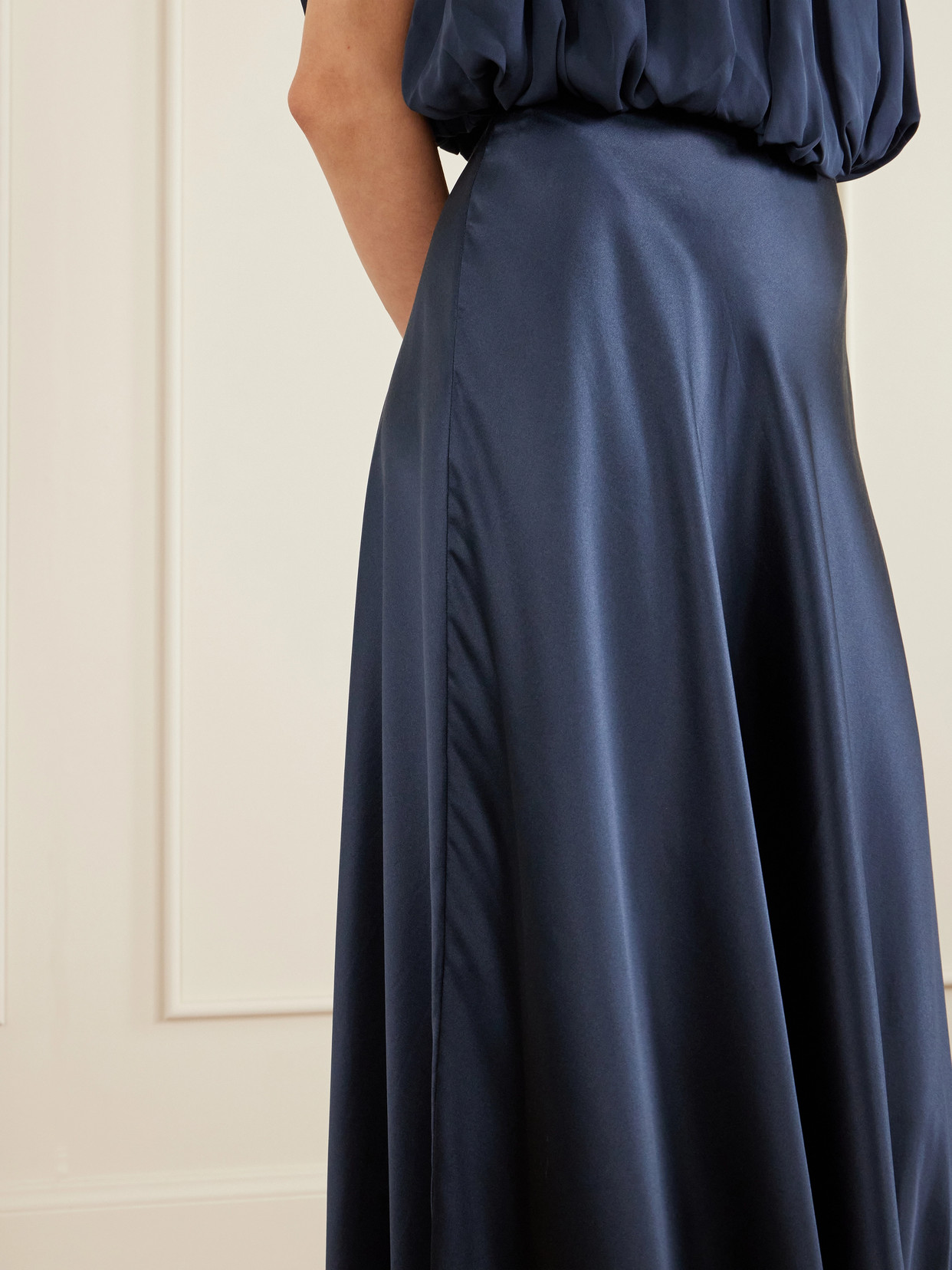 Heirlome Antonia Silk-satin Maxi Skirt In Blue
