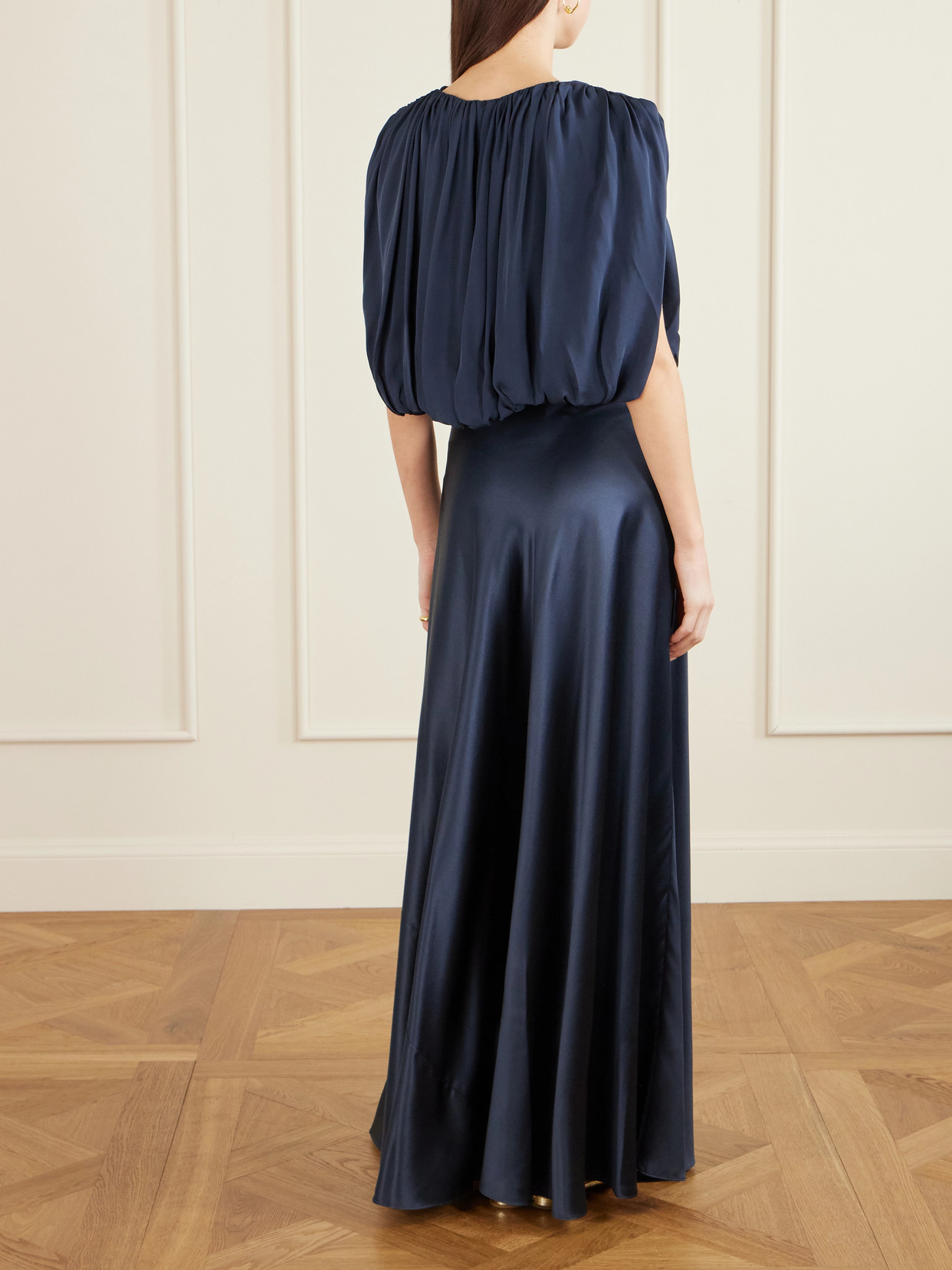 Heirlome Penelope Pleated Silk-crepe Top In Blue