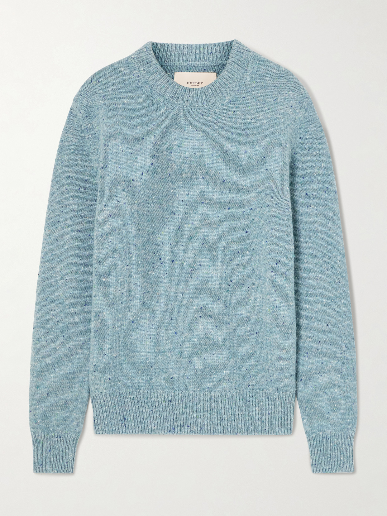 Purdey Dorton Donegal Wool And Cashmere-blend Sweater In Blue