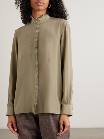 Purdey Ruffled embroidered silk blouse