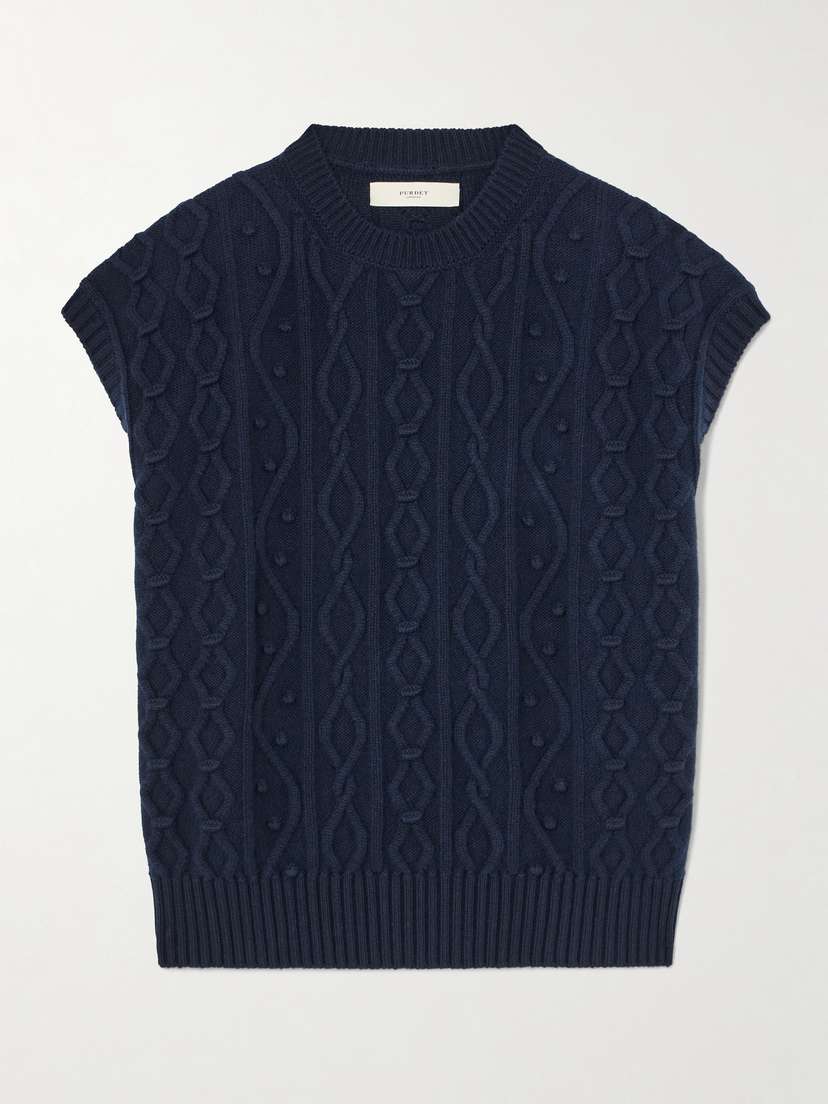 Purdey Cable-knit Cotton And Cashmere-blend Vest