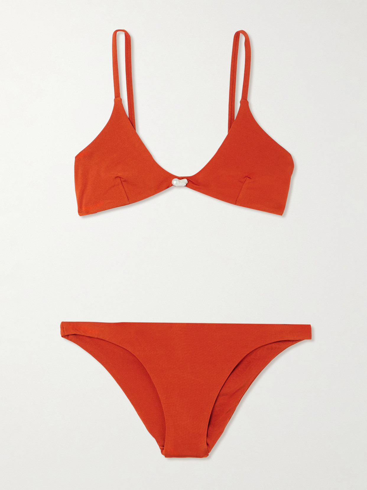 Sara Cristina Luna Pearl-embellished Bikini In Orange