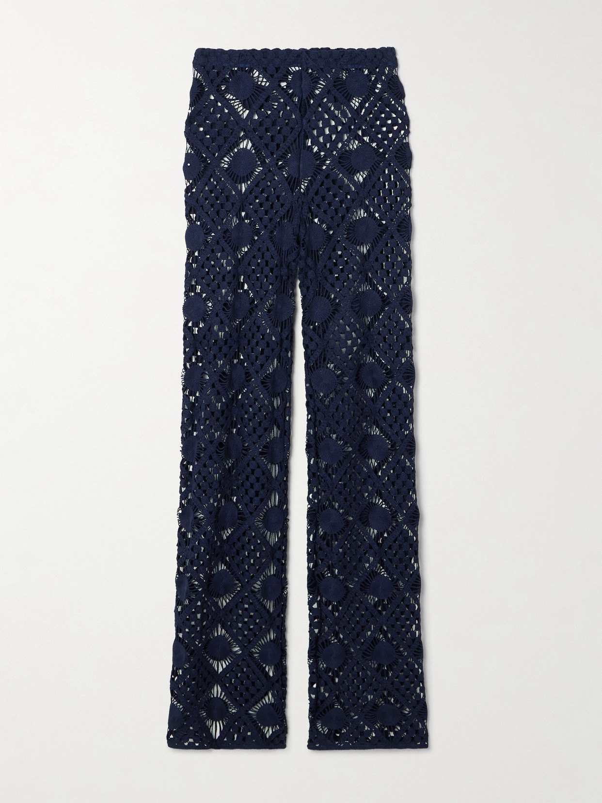 Sara Cristina Playa Crocheted Cotton Pants In Blue
