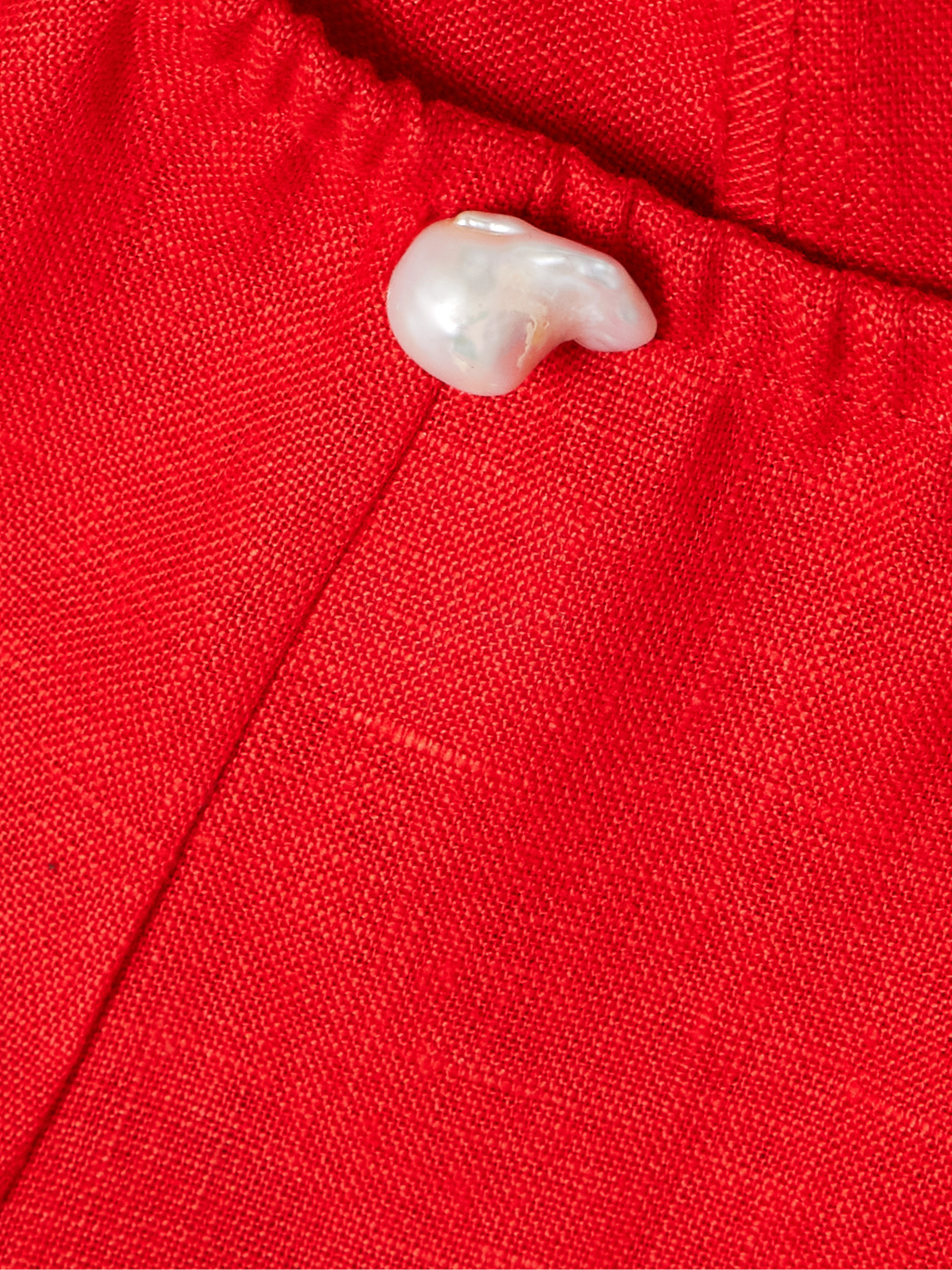 SARA CRISTINA Playa pearl-embellished linen pants