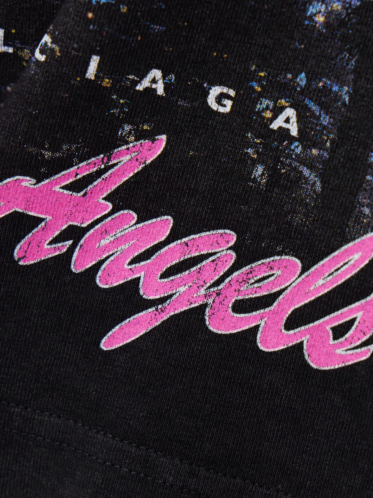 Balenciaga City Of Angels Cropped Printed Stretch-cotton Jersey T-shirt In Black