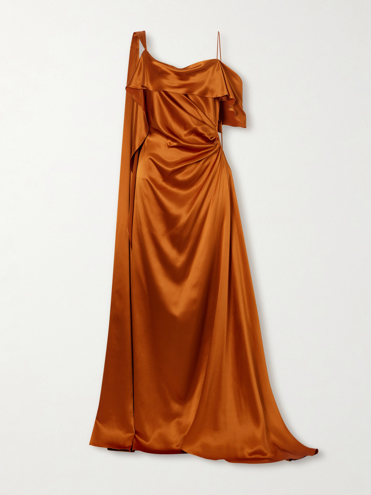Roksanda Lysa Draped Silk-satin Gown In Brown