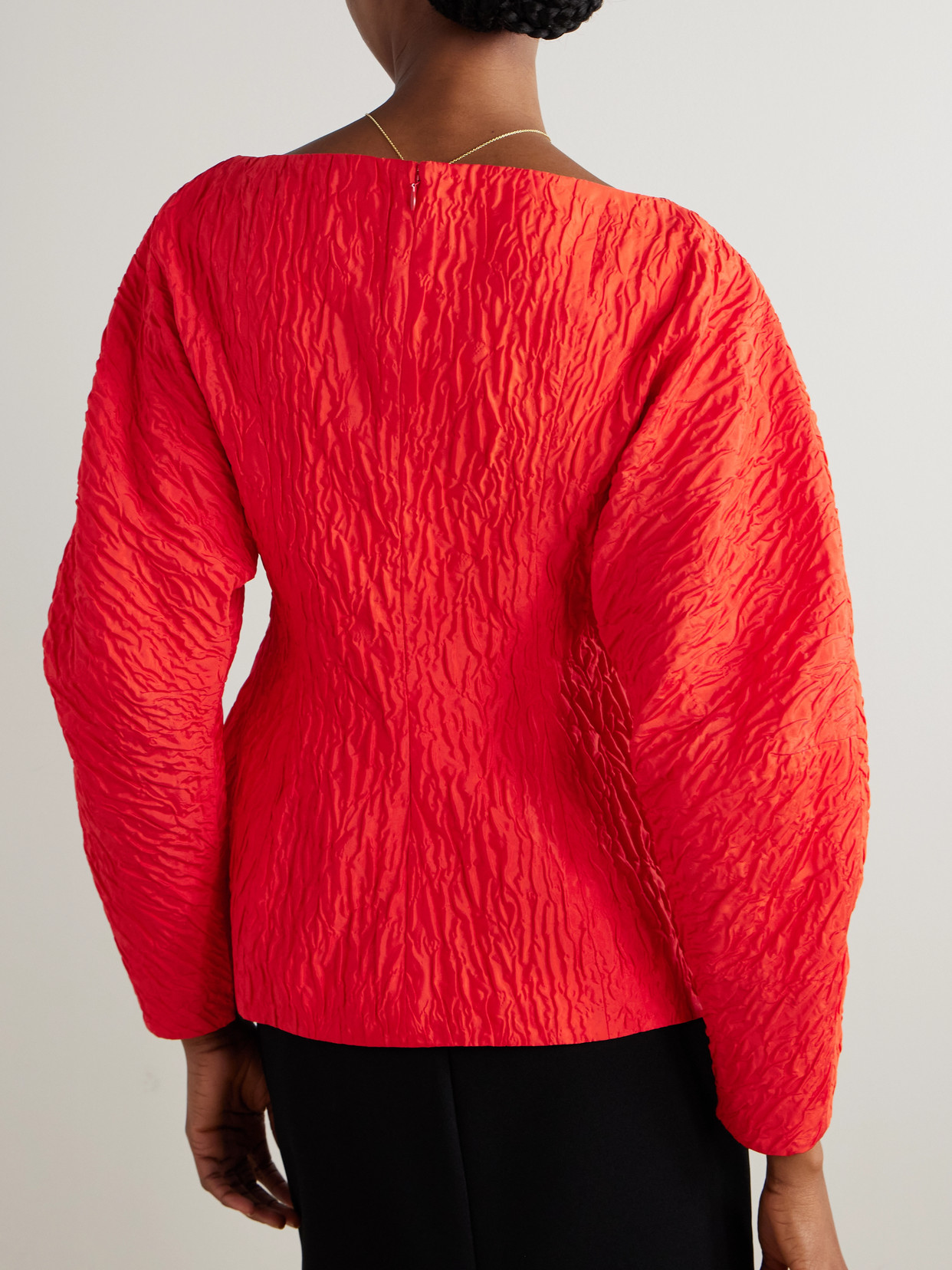 Eni Cropped Satin-Cloqué Top