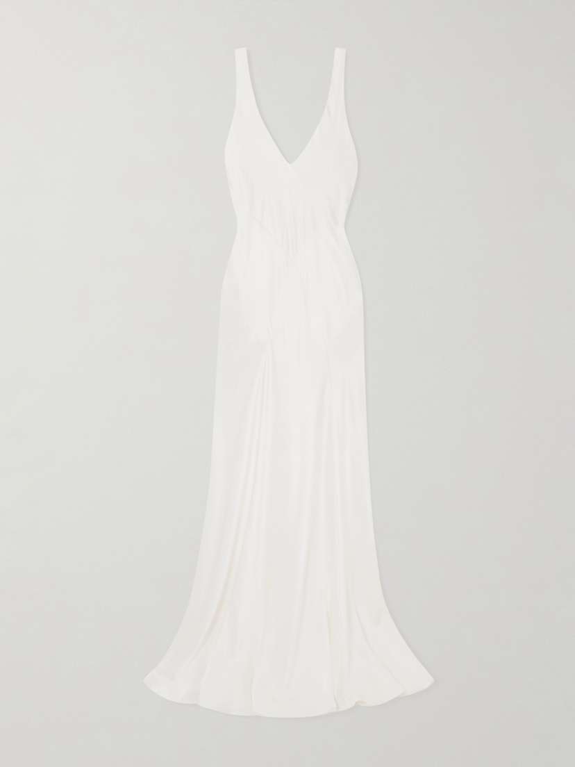 Olivia von Halle Paloma Open-back Silk-satin Gown