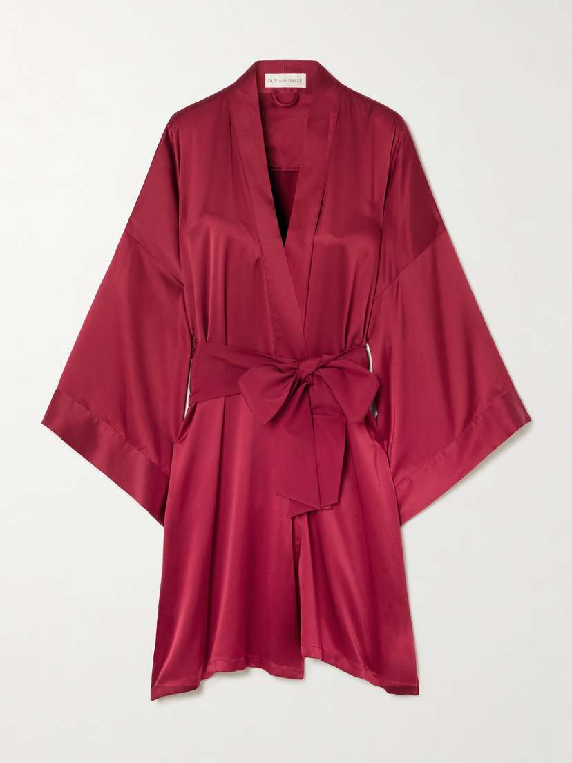 Olivia von Halle Mimi Belted Silk-satin Robe