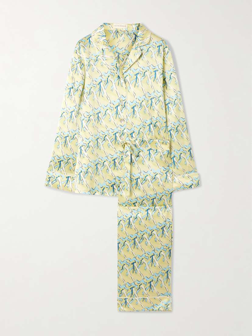 Olivia von Halle Lila Printed Silk-satin Pajama Set