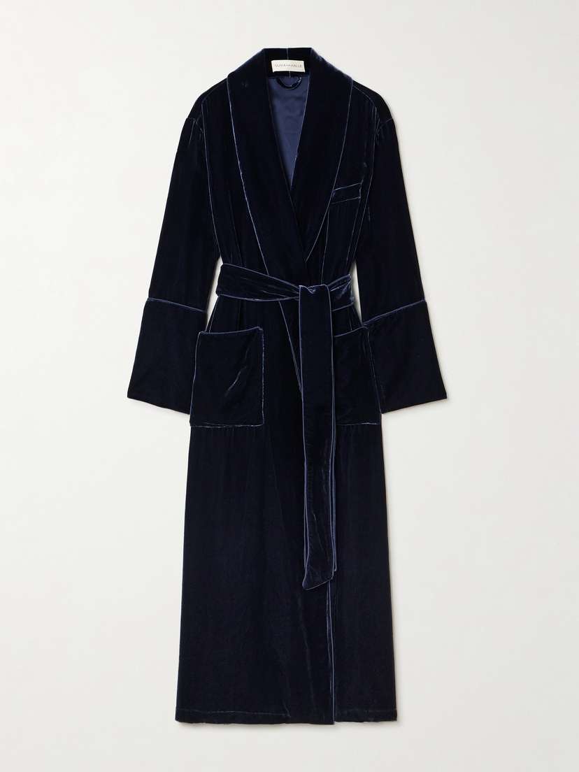 Olivia von Halle Capability Belted Velvet Robe