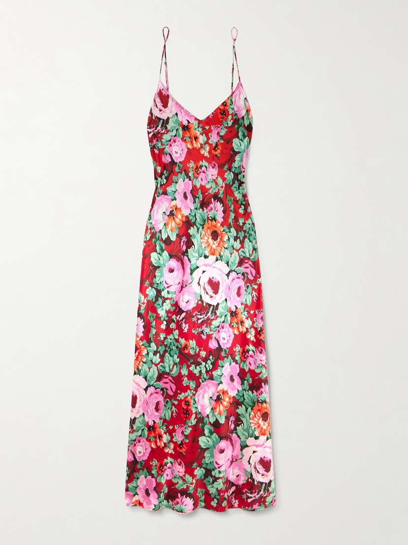 Olivia von Halle Garbo Floral-print Silk-satin Nightdress