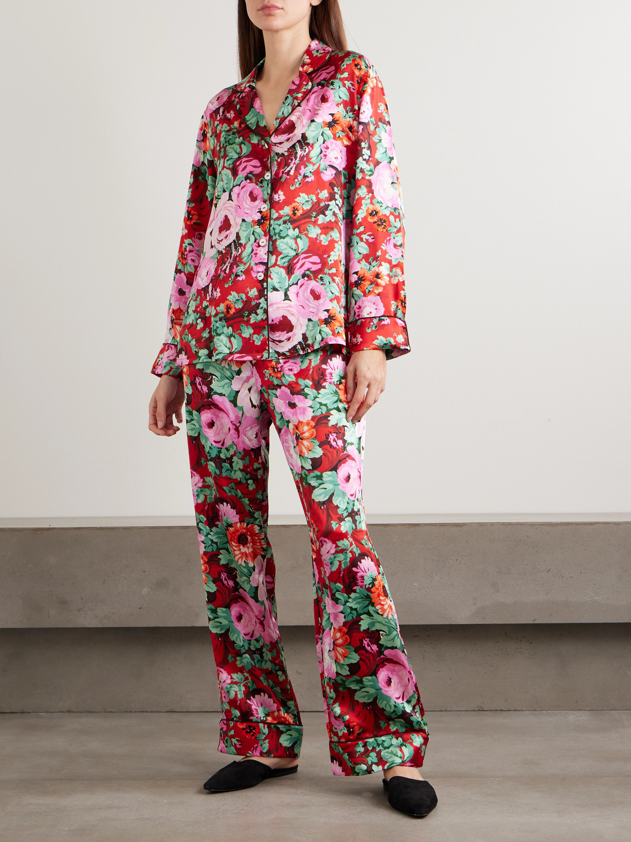 Olivia Von Halle Womens Moulin Lila Floral-print Silk Pyjama Set In Multi