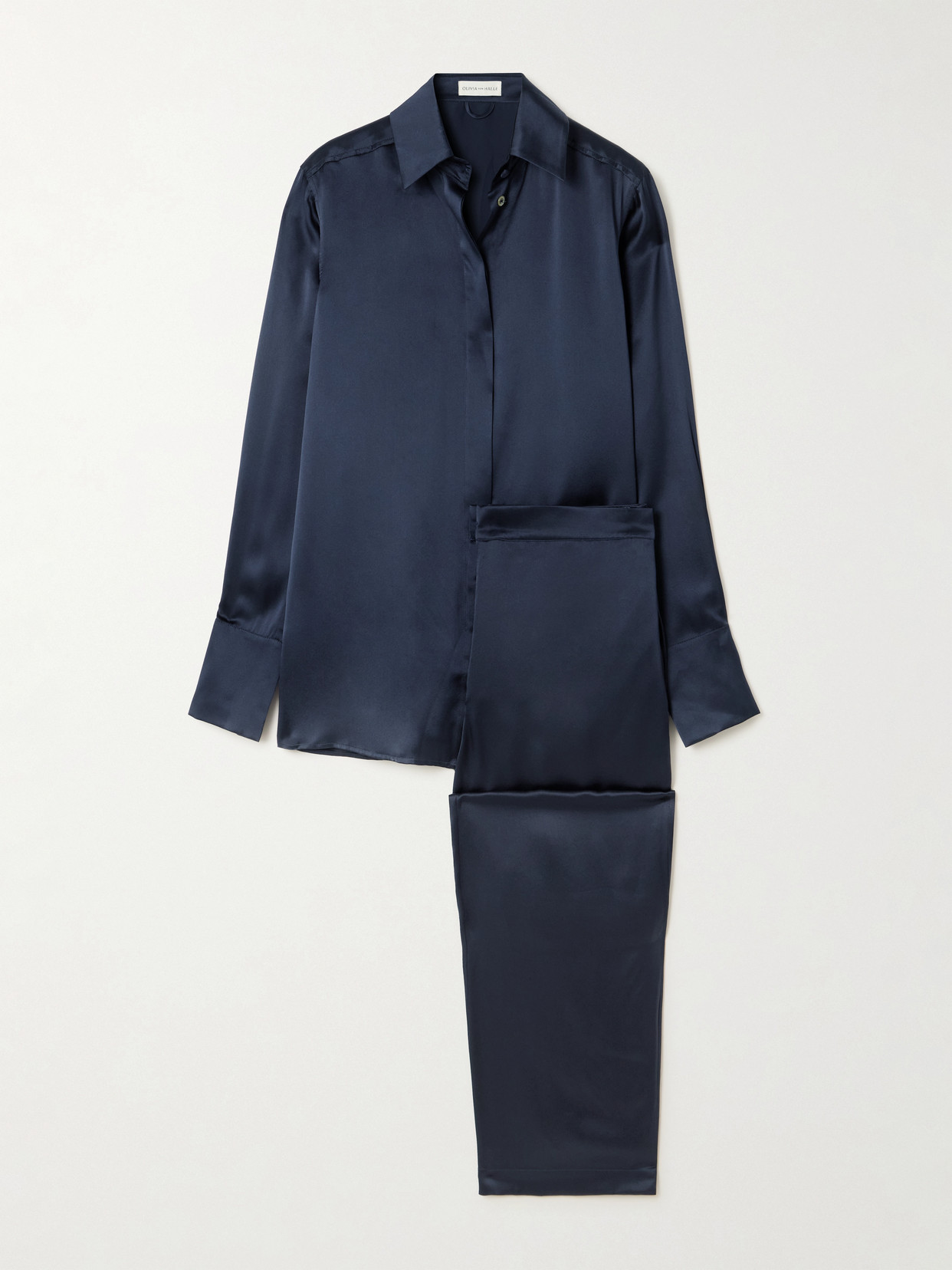 Olivia Von Halle Bacall Silk-satin Pajama Set In Blue