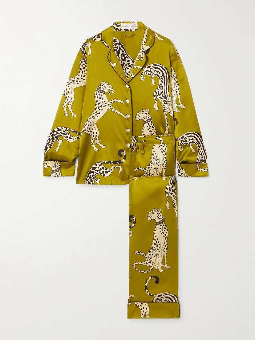 Olivia von Halle Lila Printed Silk-satin Pajama Set