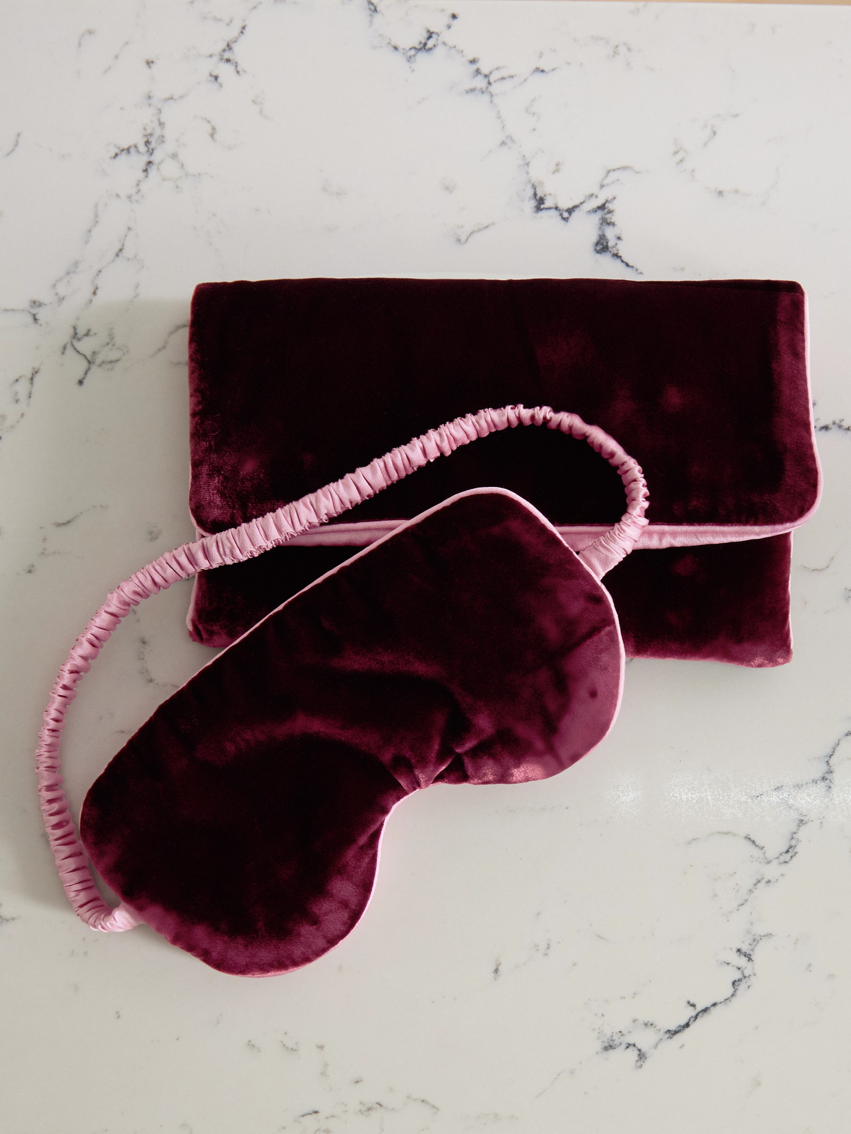 Olivia Von Halle Audrey Silk-velvet Eye Mask In Burgundy