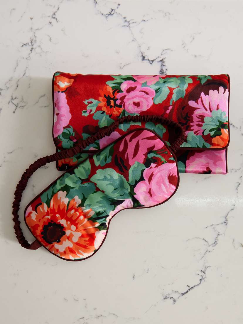 Olivia von Halle Audrey Floral-print Silk-satin Eye Mask