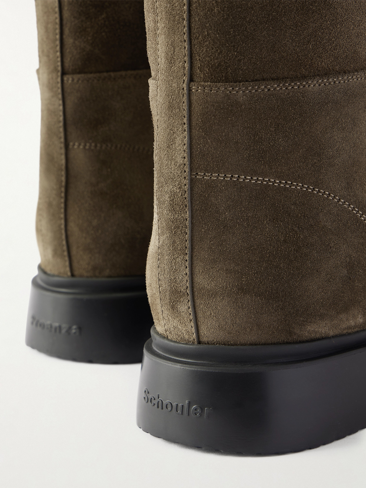 Proenza Schouler Bank Suede Knee Boots In Green