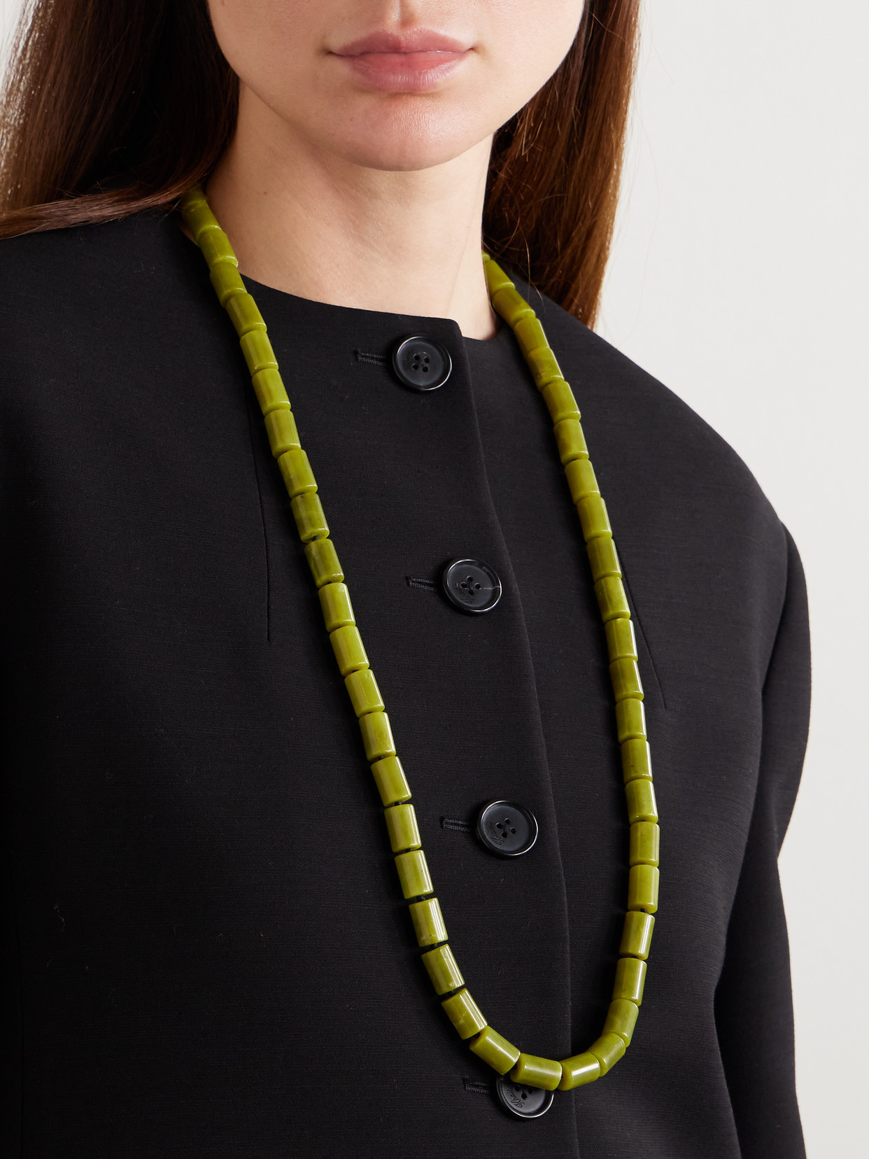 Le Sundial Édith Silver Jade Necklace In Green