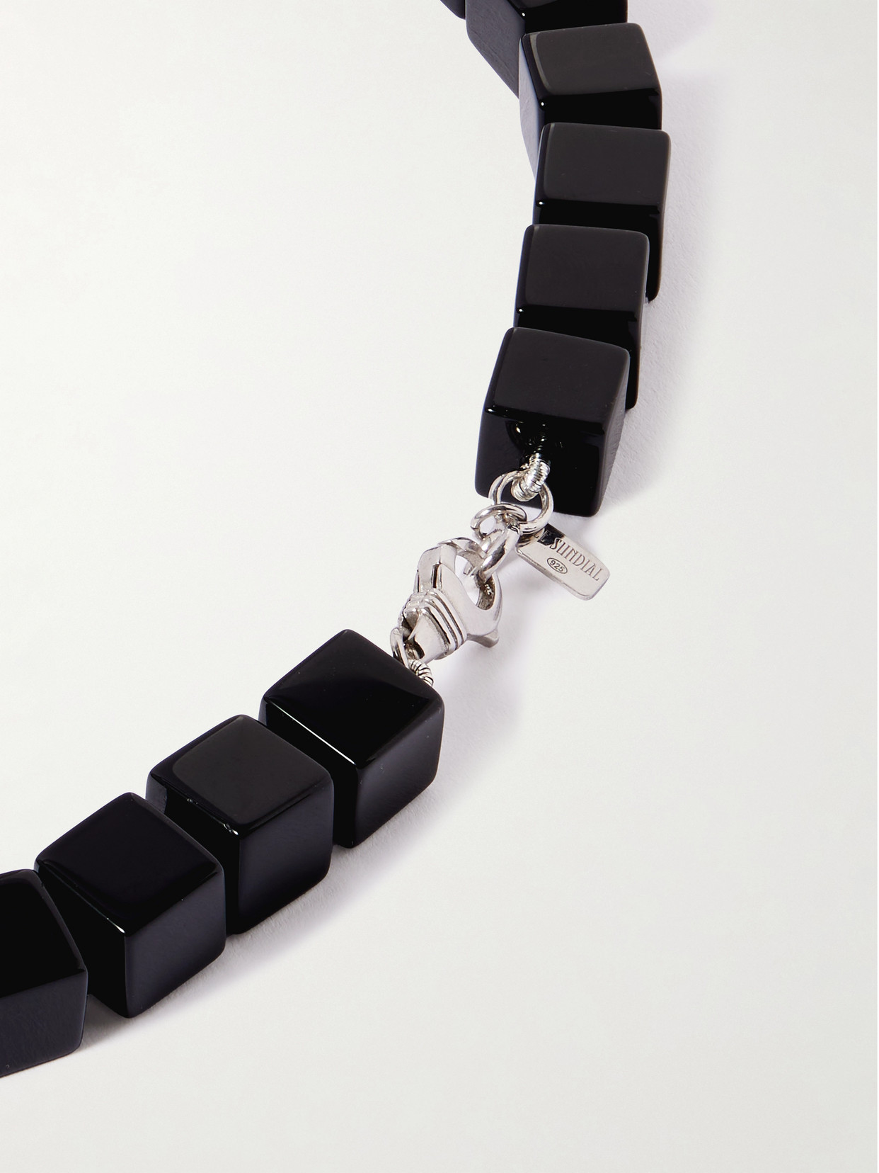 Le Sundial Tube Onyx And Silver Necklace In Black