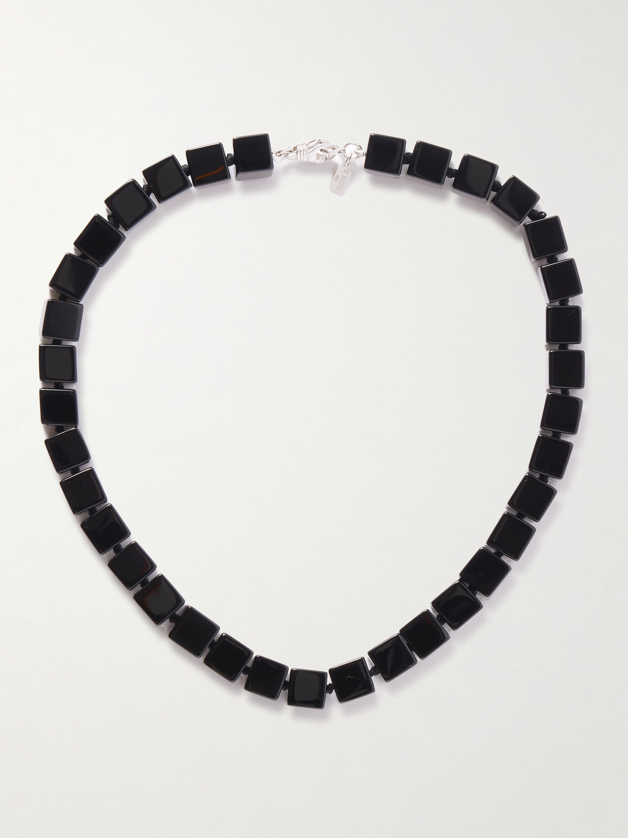 Le Sundial Tube Onyx And Silver Necklace In Black