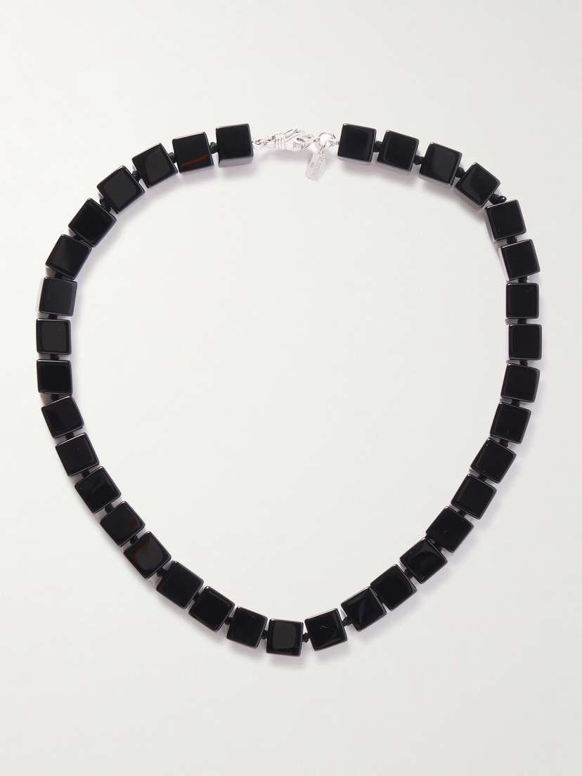 Le Sundial Tube Onyx And Silver Collar