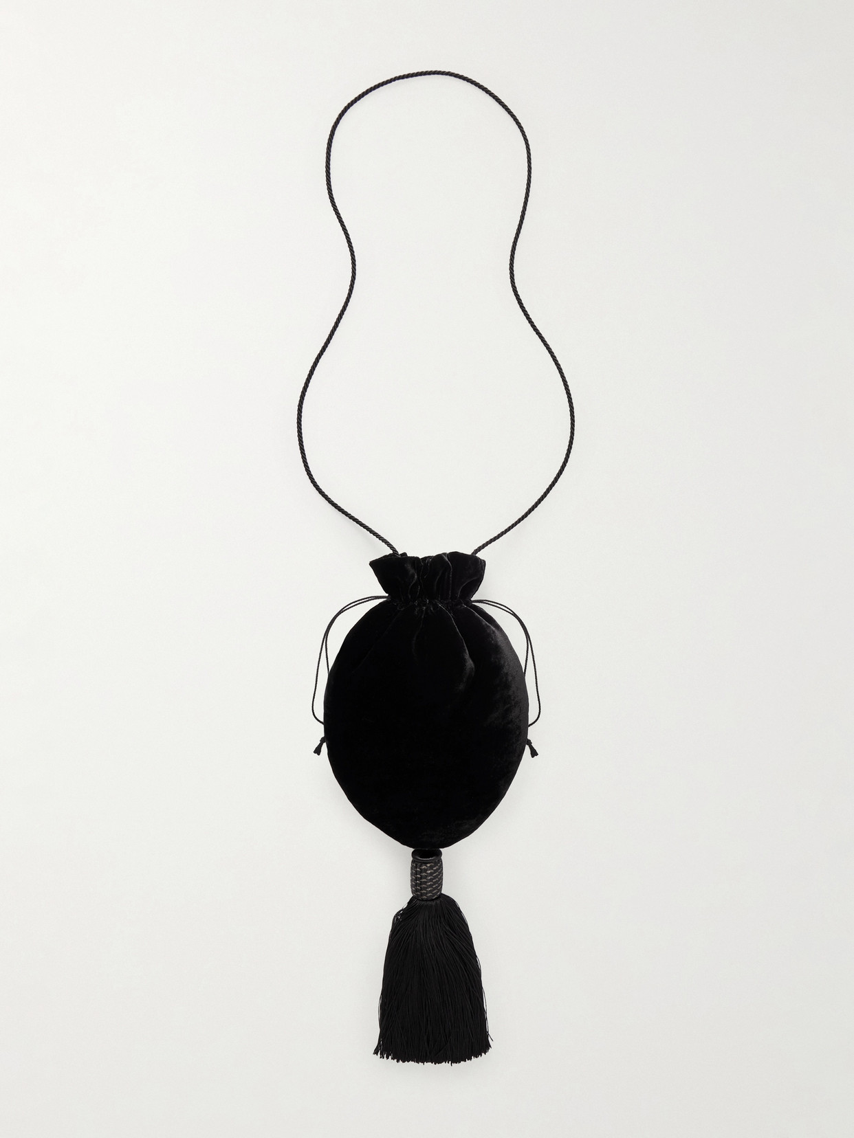 Le Sundial Lee Tasseled Velvet Shoulder Bag In Black