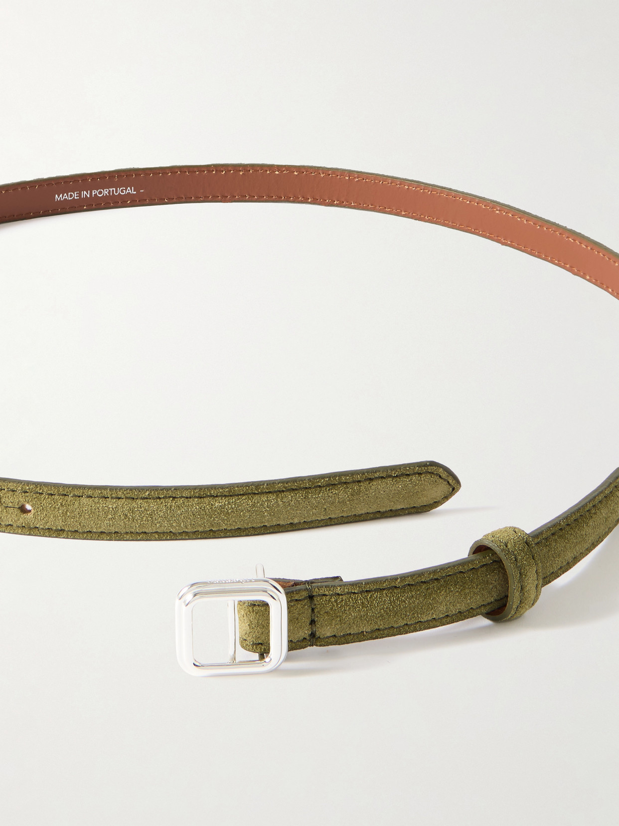 Lie Studio The Georgia Slim Suede Waist Belt In Green