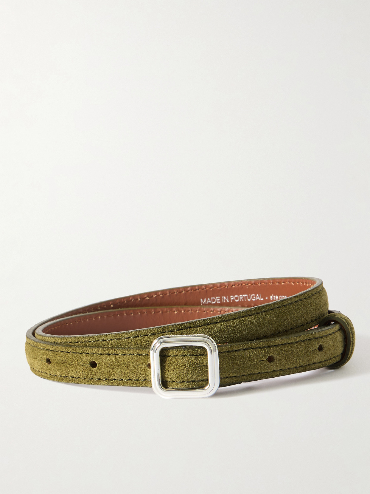 Lie Studio The Georgia Slim Suede Waist Belt In Green