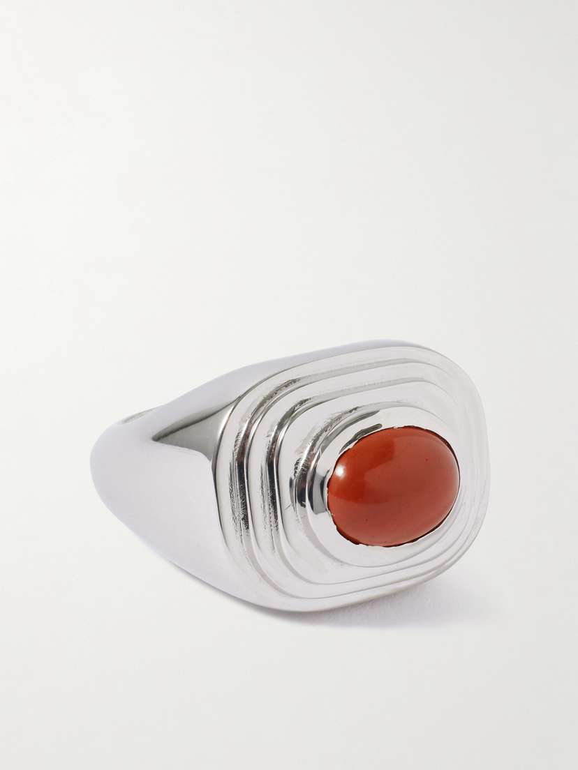 Le Sundial The Deco Silver Jasper Ring