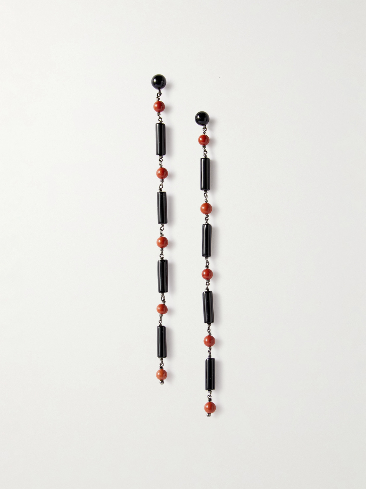 Le Sundial Beaded Onyx And Jasper Earrings In Black