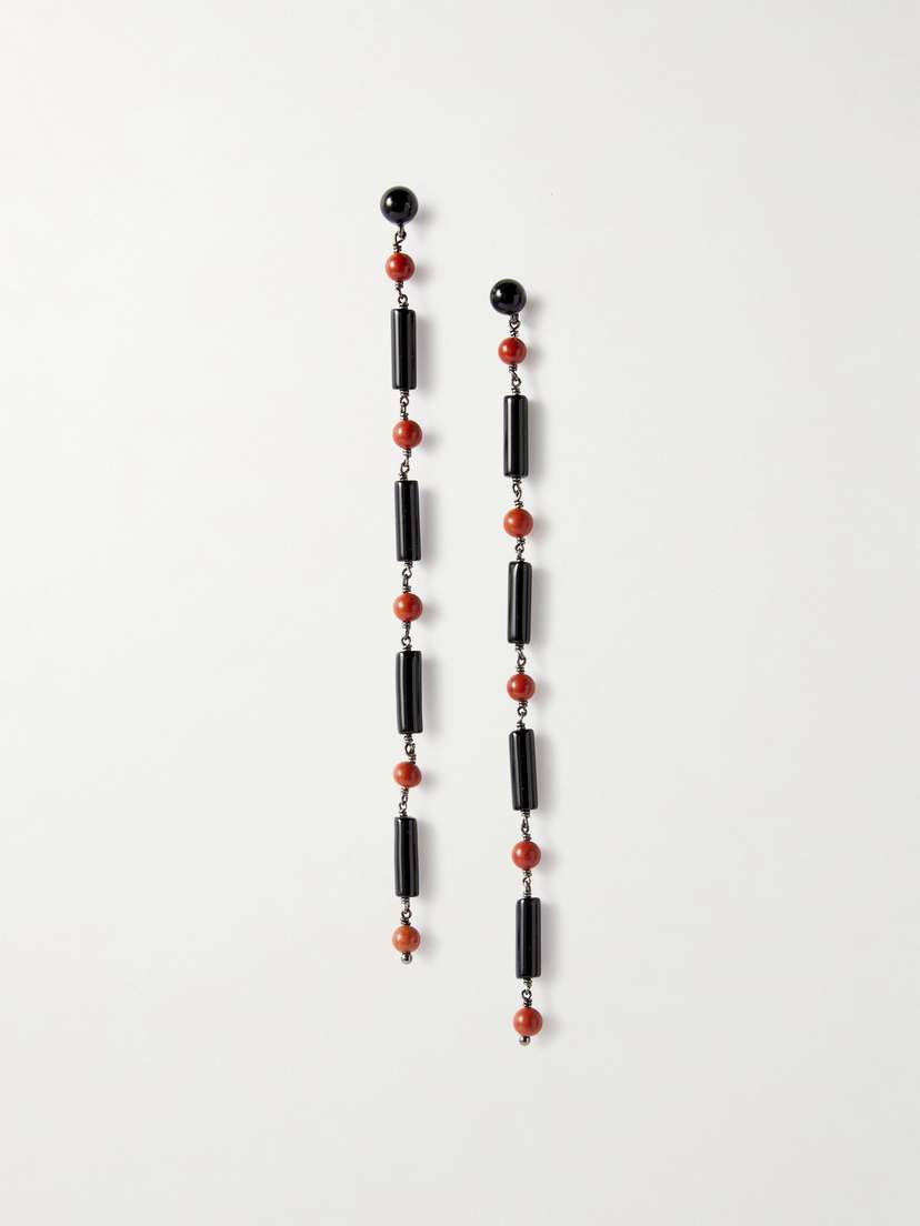 Le Sundial Beaded Onyx And Jasper Earrings