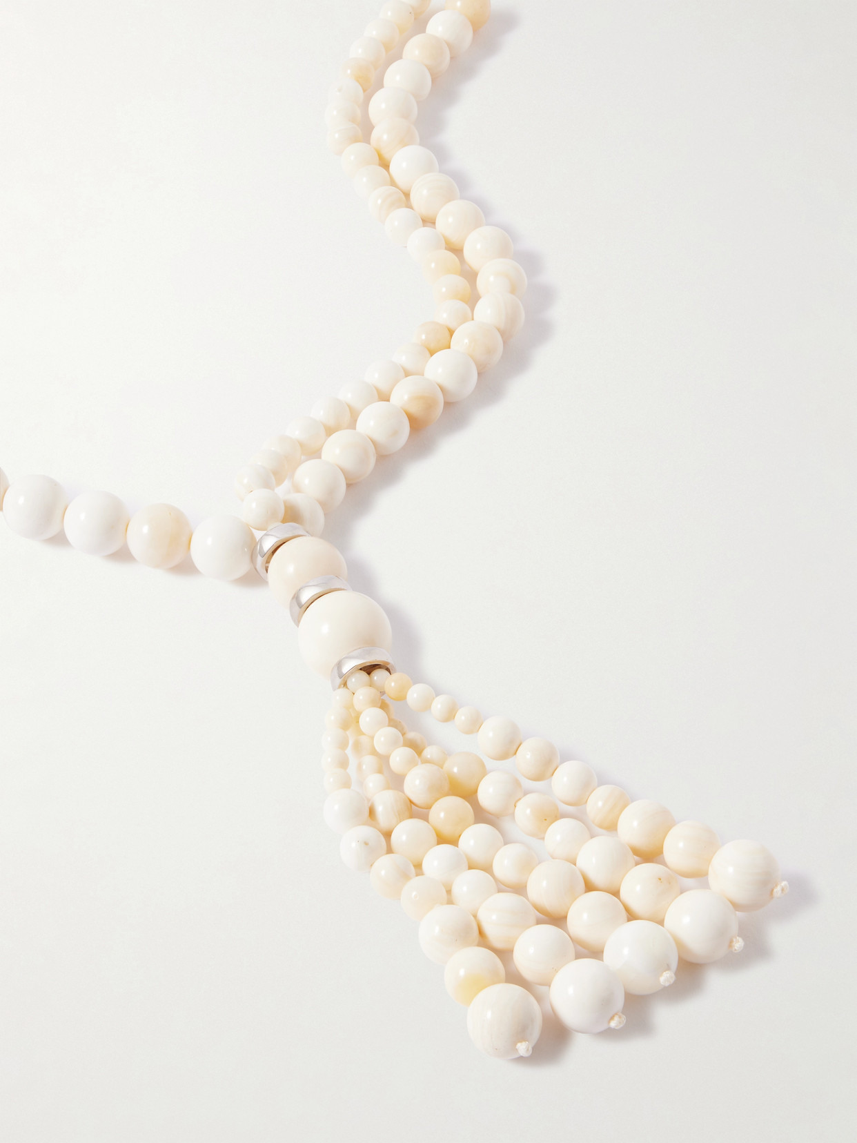 Le Sundial Venice Opera Tasseled Silver Stone Necklace In Metallic