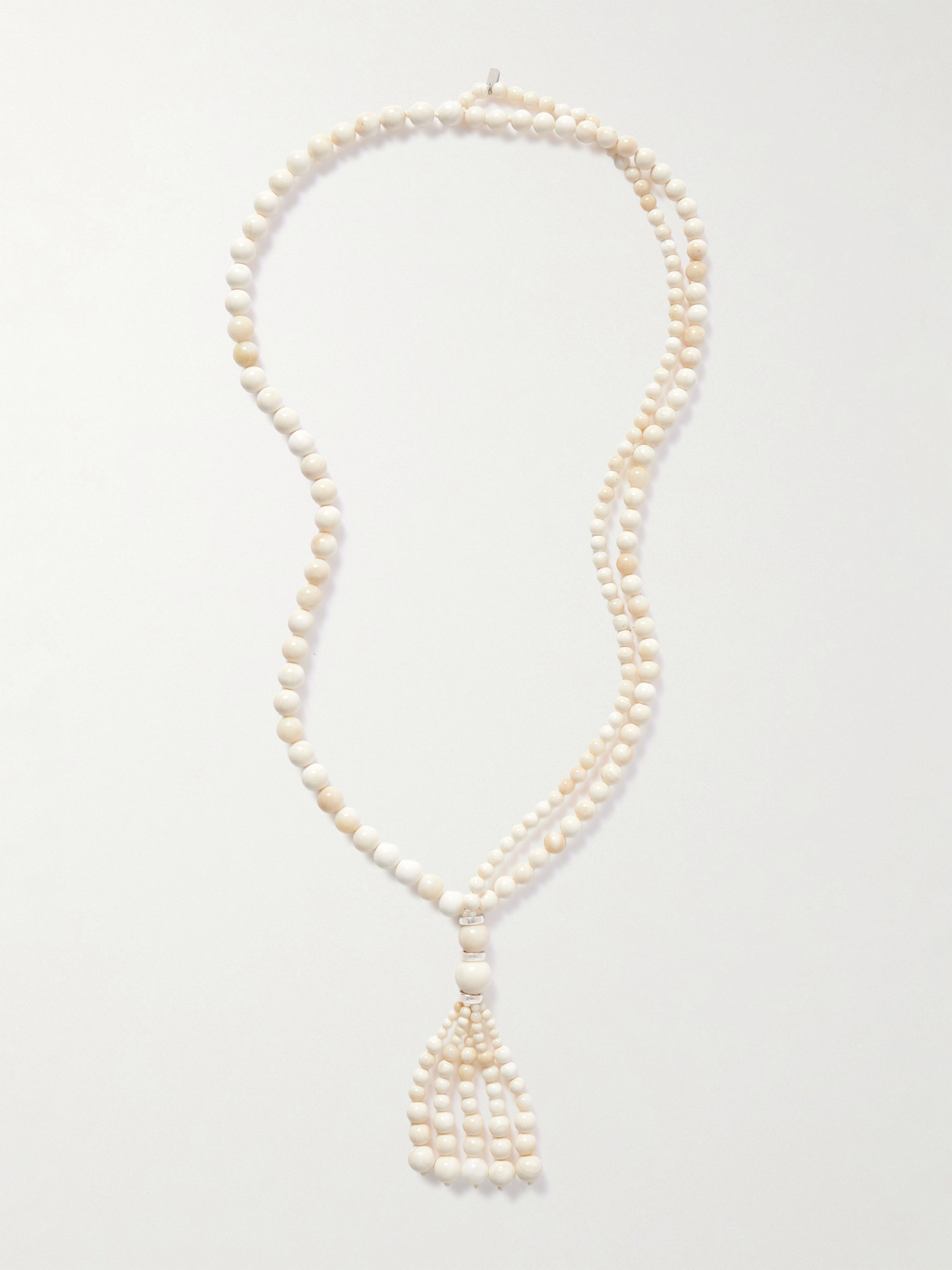 Le Sundial Venice Opera Tasseled Silver Stone Necklace In White