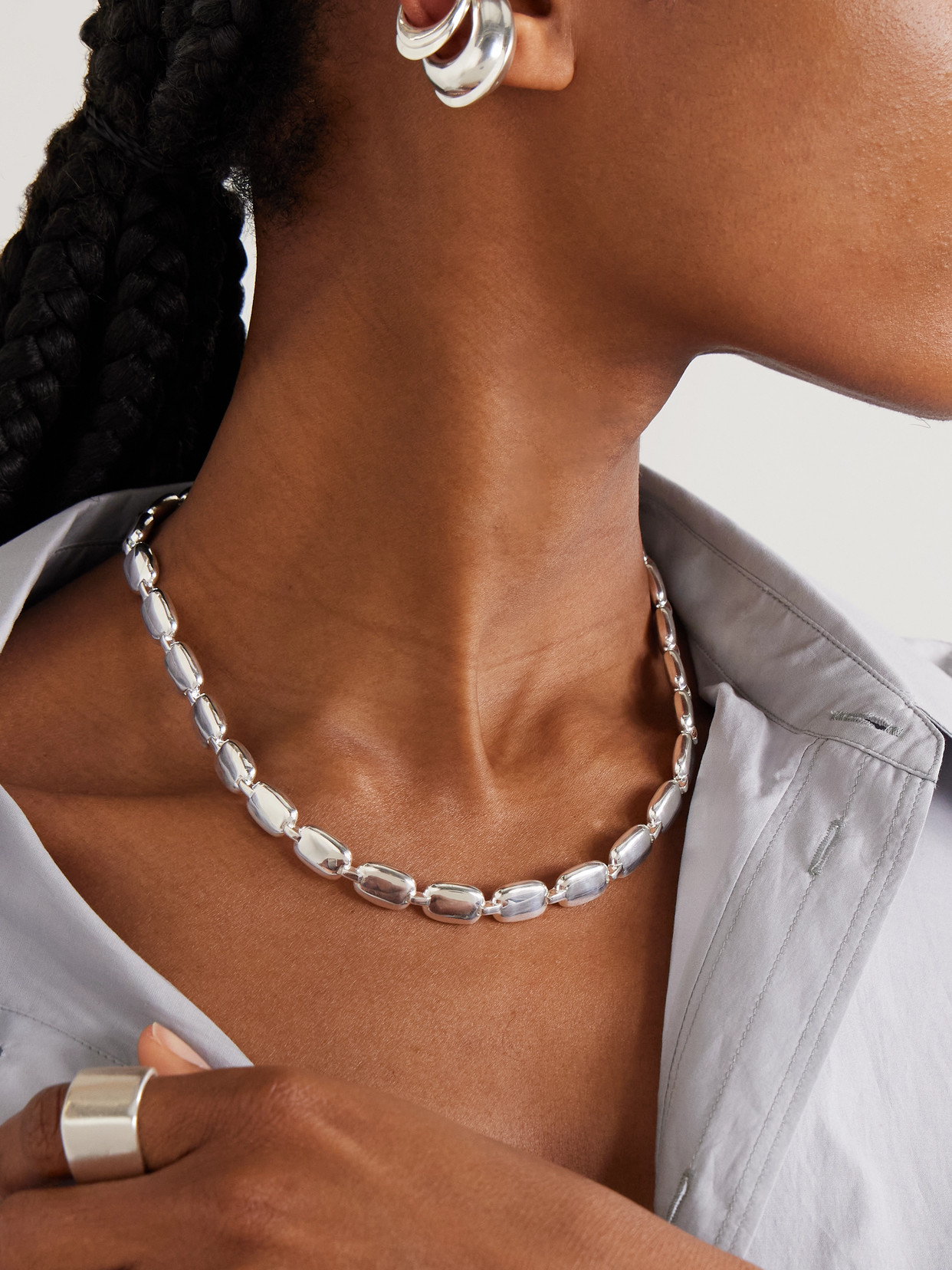 Lie Studio The Monica Silver-plated Necklace In Metallic