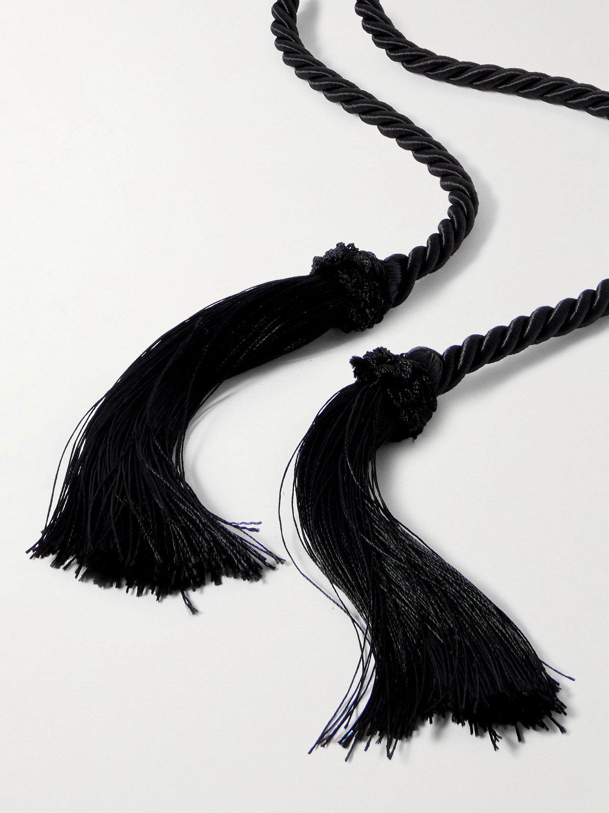 Le Sundial Tasseled Woven Cord Belt In Black